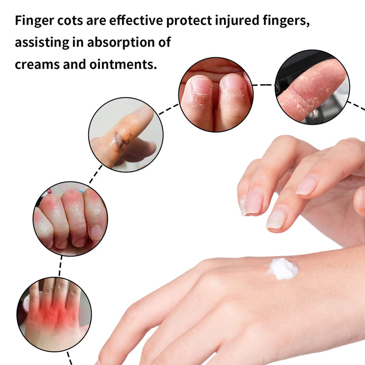 12 PCS Finger Cots - Finger Protectors Gel Finger Gloves Covers Fingertip Sleeves Guards for Cracked Skin, Trigger Finger and More, Large Size