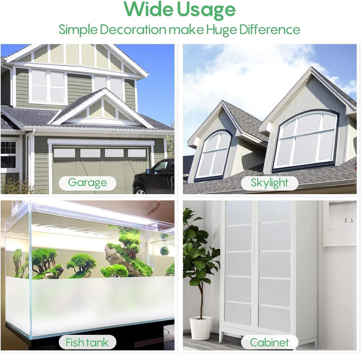 Window Film Privacy Frosted Non-Adhesive Static Cling Film Glass Film for Home Office 17.7 x 78.7 Inches