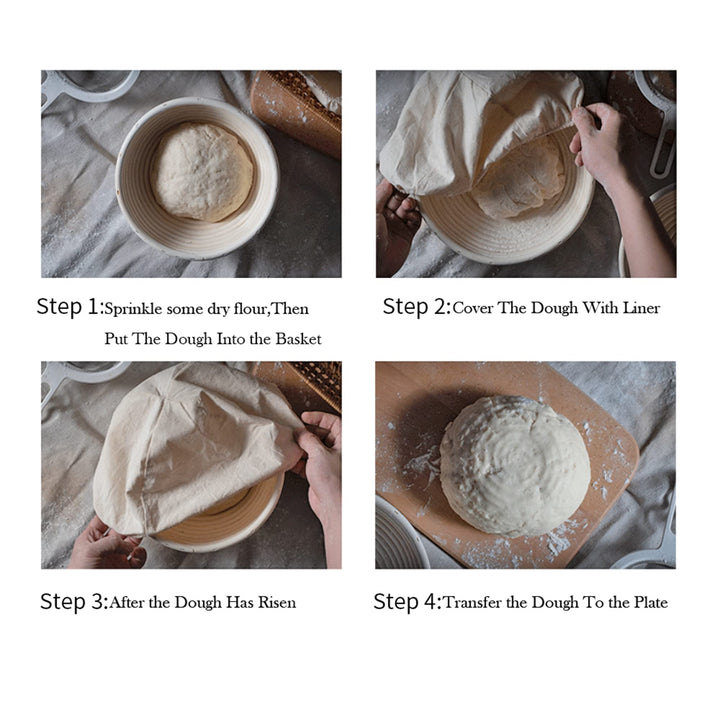 6pcs 5 Banneton Proofing Basket Round Bread Brotform with Liner Eco-Friendly Natural Rattan for Professional &amp; Home Bakers