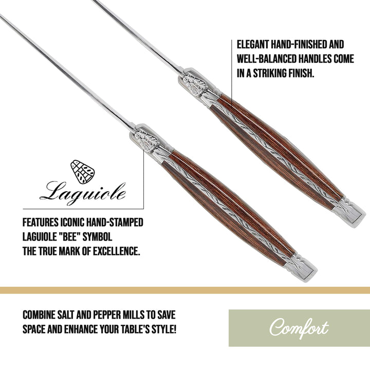 Set of 6-Brown &amp; Gray Laguiole Steak Knives with Pakkawood Handles, Stainless/Wood