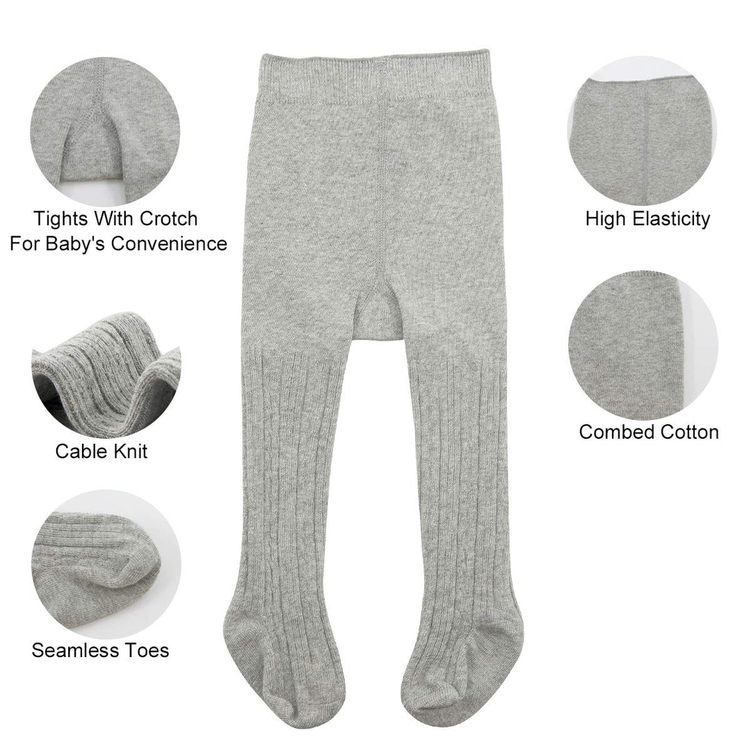 Infant Soft Tights Toddler Seamless Leggings Tights for Baby Girls Winter Knit Warm Newborn Pants Stockings White, Black, Light grey Small/0-6 Month