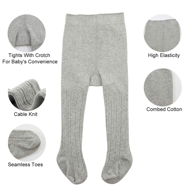 Infant Soft Tights Toddler Seamless Leggings Tights for Baby Girls Winter Knit Warm Newborn Pants Stockings White, Black, Light grey Small/0-6 Month