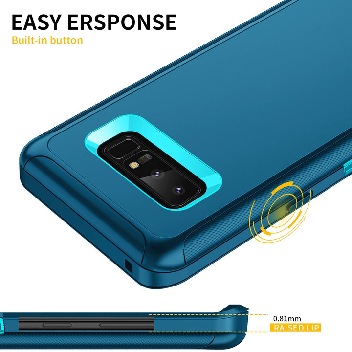 RegSun for Galaxy Note 8 Case,Shockproof 3-Layer Full Body Protection [Without Screen Protector] Rugged Heavy Duty High Impact Hard Cover Case for Samsung Galaxy Note 8,Turquoise