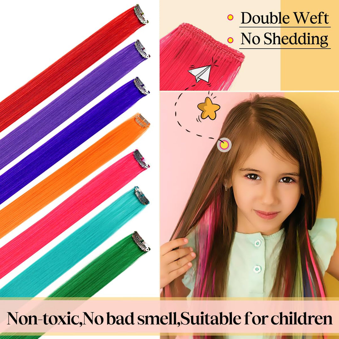 Colored Clip in Hair Extensions 22 10pcs Straight Fashion Hairpieces for Party Highlights Purple