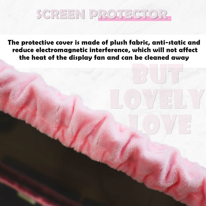 23&#39;&#39; - 34&#39;&#39; Computer Monitor Protective Cover with Cat Ear Design, Cute Monitor Dust Cover with Furry Design, Elastic Dustproof, Suitable for PC, Tablet, TV