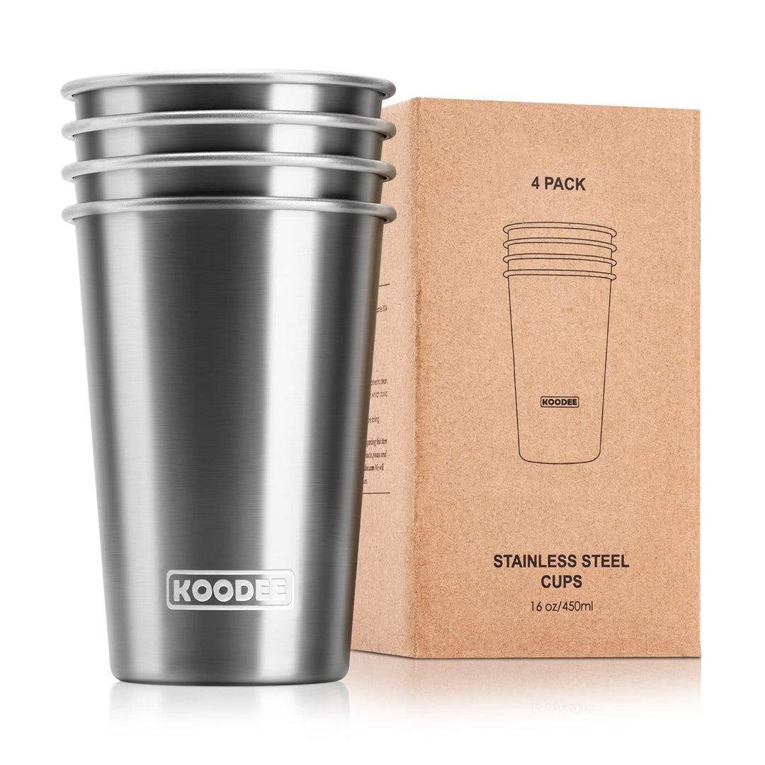 koodee 16 oz Stainless Steel Pint Cups,Camping Cups,Wat