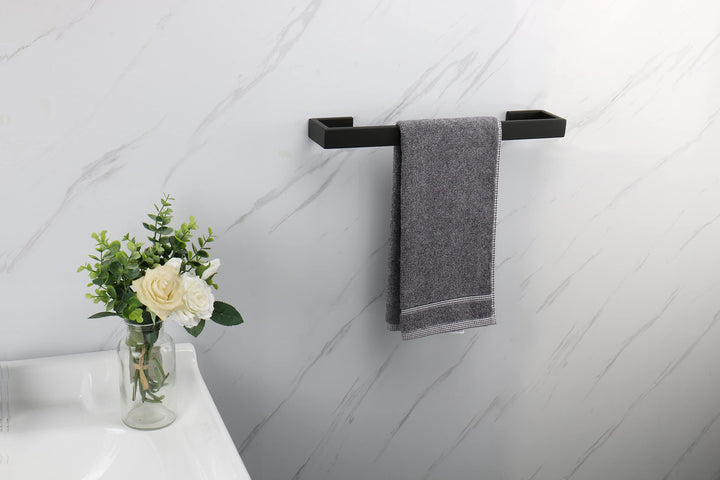 Bath Towel Rack - Square Base Thicken SUS304 Stainless Steel Towel Bar for Bathroom, Bathroom Bar Accessories Towel Rod Heavy Duty Wall Mounted Towel Holder (Matte Black, 12 Inch)
