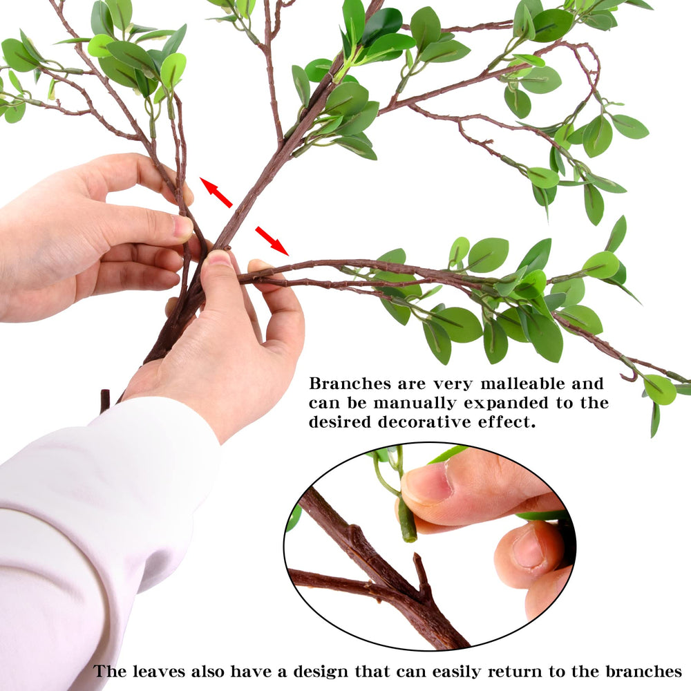 AUSTOR 8 Packs 45 Artificial Ficus Stems Faux Green Ste