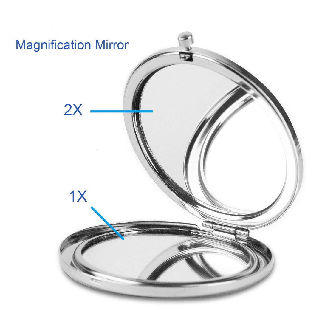 Dynippy Compact Mirror Round Silver Makeup Mirror for P