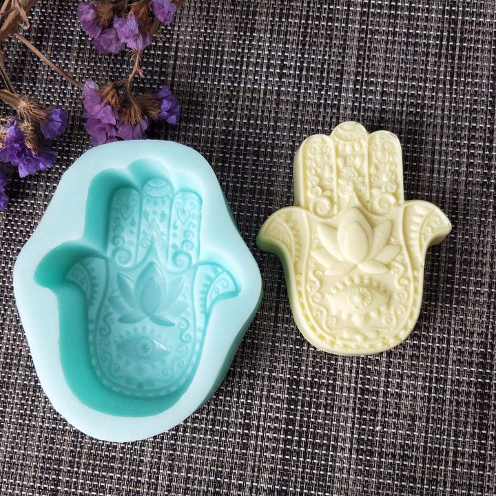 Hamsa Lotus in The Palm Silicone Soap Mold Khamsah Hams