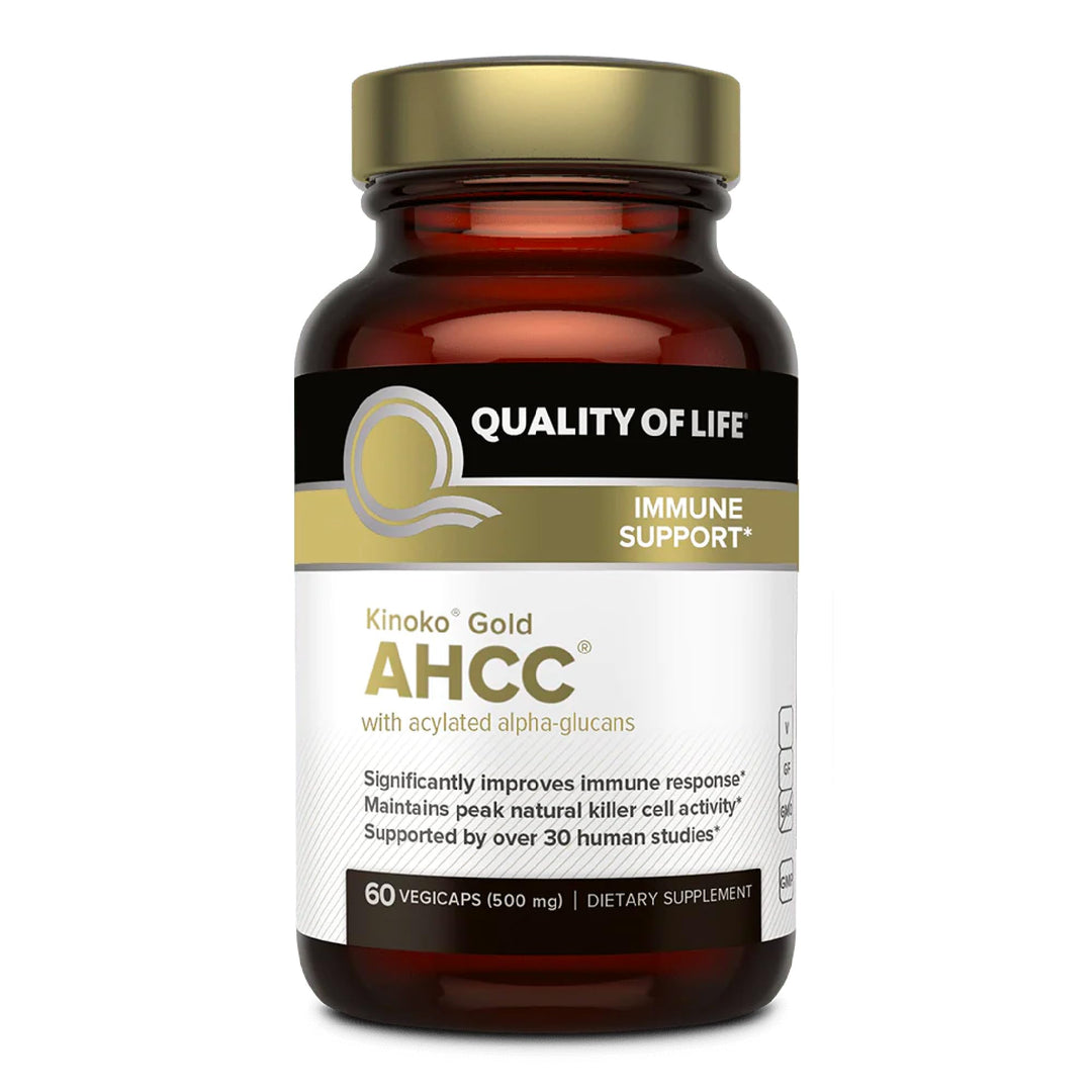 Premium Kinoko Gold AHCC Supplement–500mg of AHCC per Capsule–Supports Immune Health, Liver Function, Maintains Natural Killer Cell Activity &amp; Enhances Cytokine Production–60 Veggie Capsules