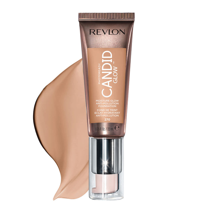 Revlon PhotoReady Candid Glow Moisture Glow Anti-Pollution Foundation with Vitamin E &amp; Prickly Pear Oil, Anti-Blue Light Ingredients, without Parabens, Pthalates, &amp; Fragrances, Medium Beige, 0.75 oz