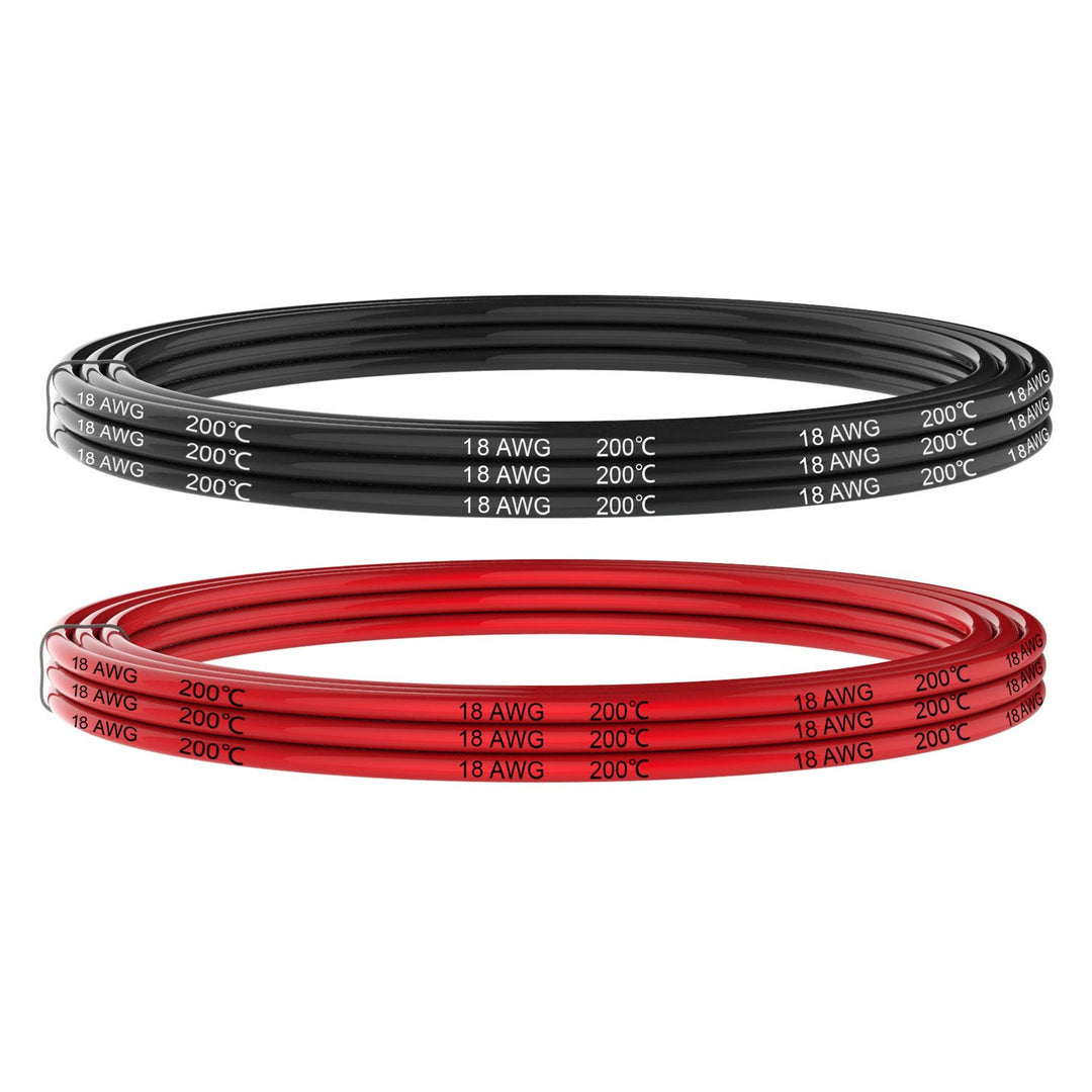 Electrical Wire 18 AWG 18 Gauge Silicone Wire Hook Up Wire Cable 20 Feet [10 ft Black and 10 ft Red] - Soft and Flexible 150 Strands 0.08mm of Tinned Copper Wire High Temperature Resistance (18AWG)