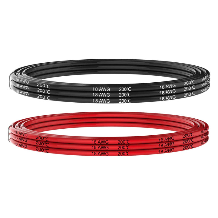 Electrical Wire 18 AWG 18 Gauge Silicone Wire Hook Up Wire Cable 20 Feet [10 ft Black and 10 ft Red] - Soft and Flexible 150 Strands 0.08mm of Tinned Copper Wire High Temperature Resistance (18AWG)