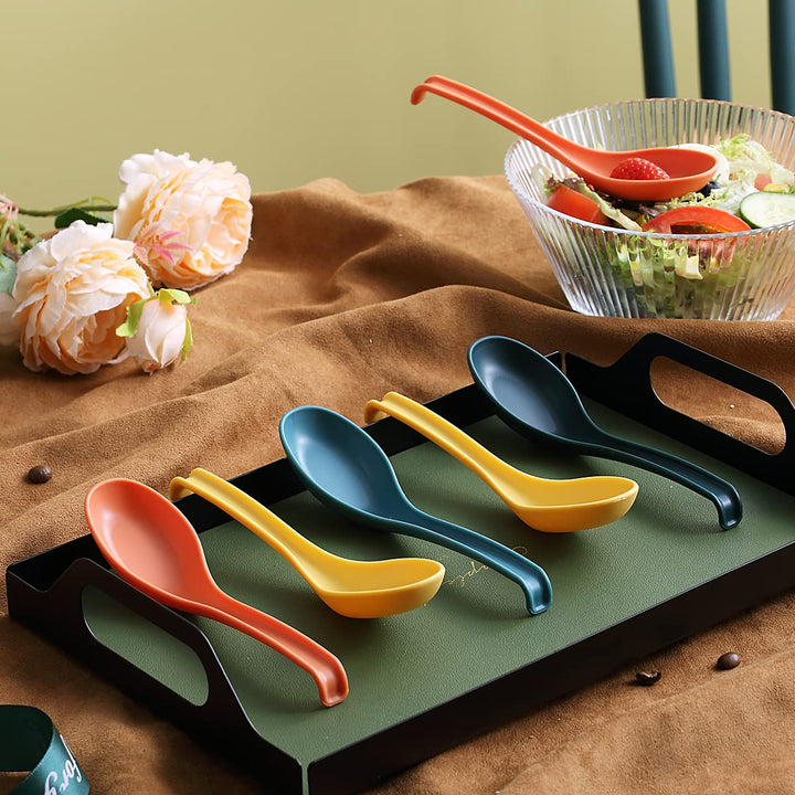 Soup Spoon, ECO Friendly Dinner Spoon,Made of Food Grade PP, BPA Free,Easy Clean,Dishwasher Safe Set of 12(Mix Color)