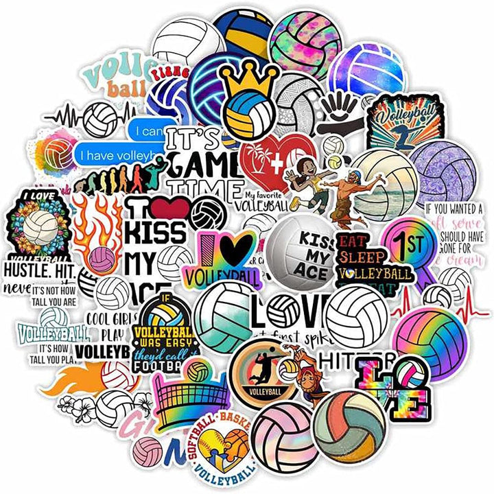 Volleyball Stickers |50 Pcs Volleyball Waterproof Vinyl