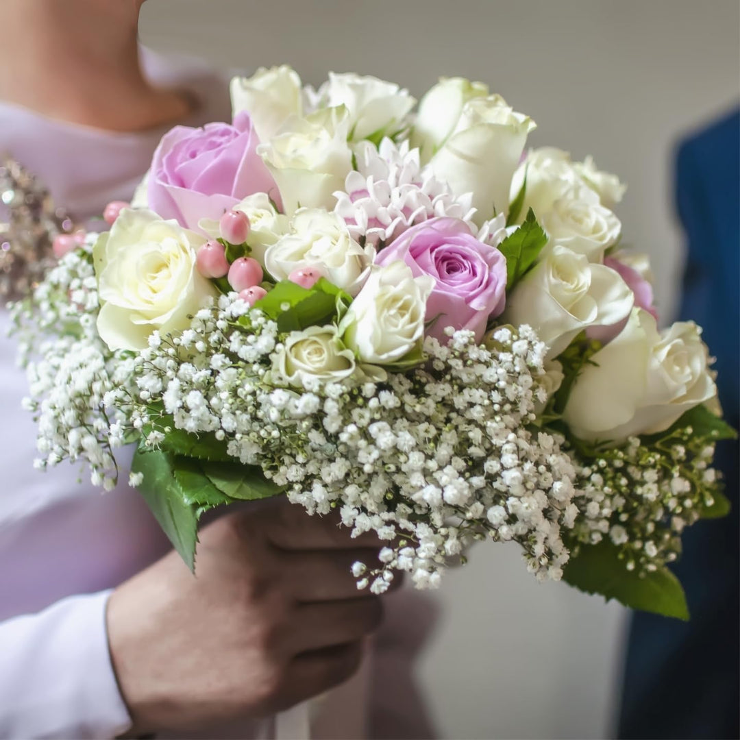 10 Pcs 30 Bunches White Babies Breath Flowers 8 Fake White Artifcial Flower Bulk, Artificial Gypsophila PU Silica for Wedding Bridal Bouquet Home Floral Arrangement