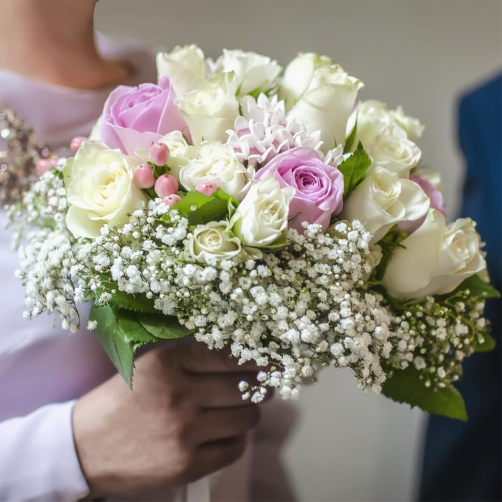 10 Pcs 30 Bunches White Babies Breath Flowers 8 Fake White Artifcial Flower Bulk, Artificial Gypsophila PU Silica for Wedding Bridal Bouquet Home Floral Arrangement