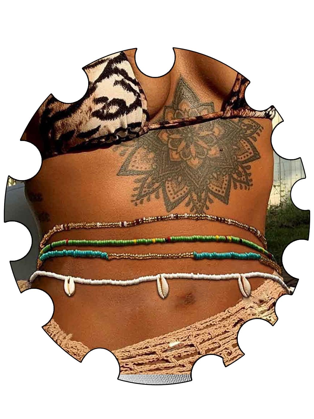 Woeoe 4PCS African Waist Beads Chains Colorful Layered 