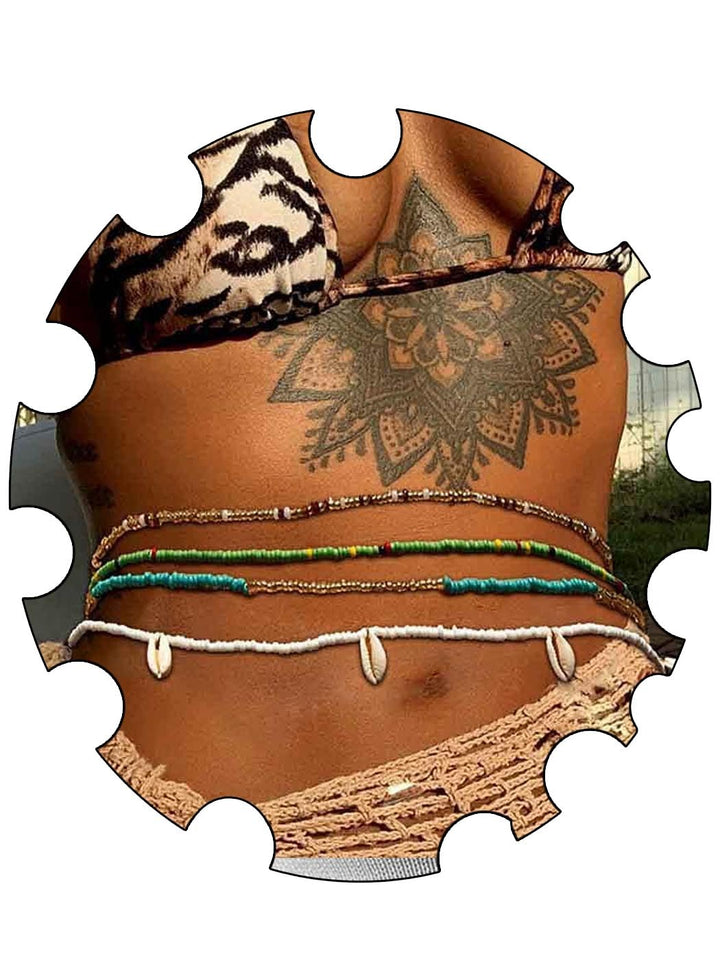 Woeoe 4PCS African Waist Beads Chains Colorful Layered 