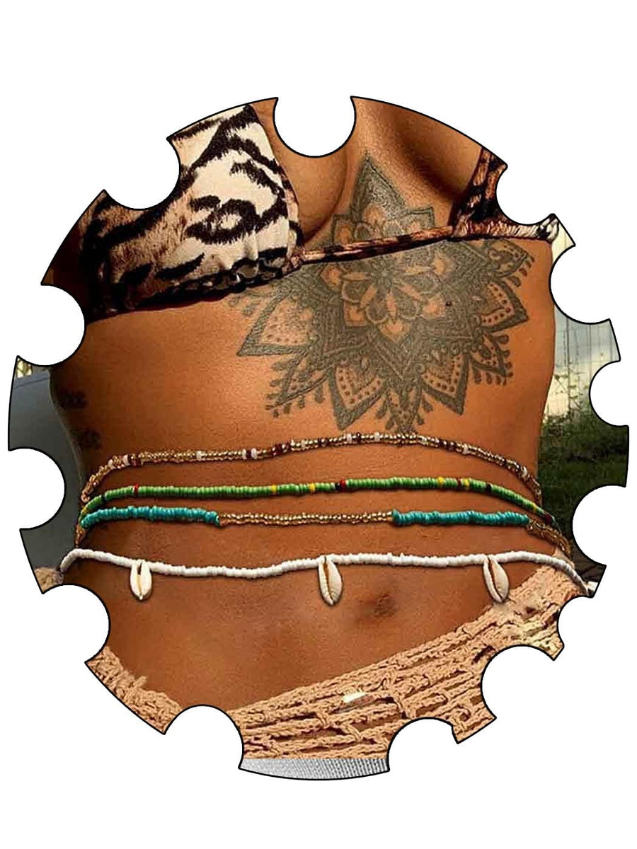 Woeoe 4PCS African Waist Beads Chains Colorful Layered 