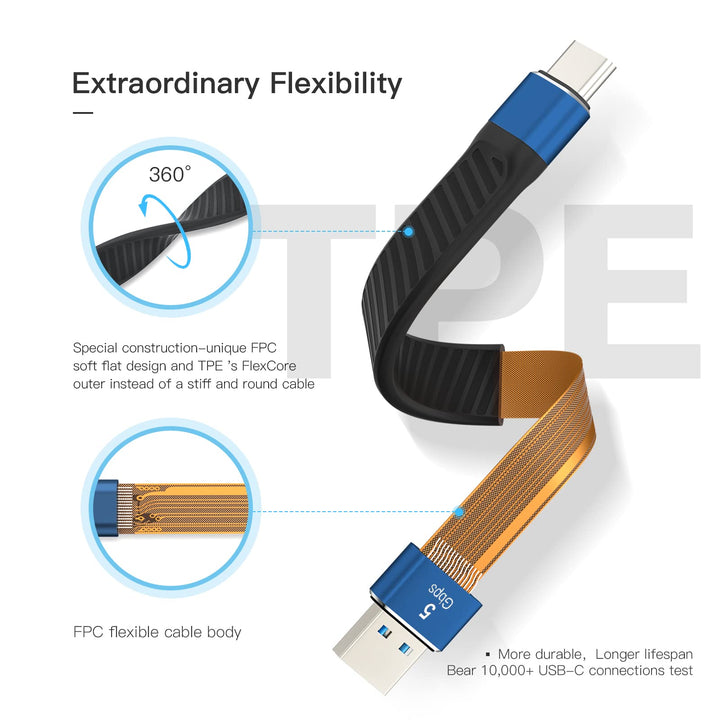 Short USB Cable,Tayase USB A to USB C Cable,USB A to US