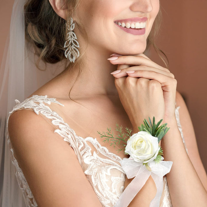 Corsage and Boutonniere Set White Wedding Flowers Corsa