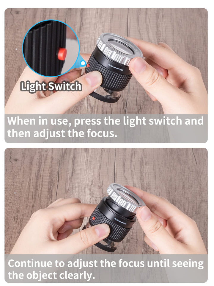 30X Jewelers Loupe, Adjustable Focal Length Magnifier with 3 LED Light for Gems, Jewelry, Coins, Stamps, etc (Black)