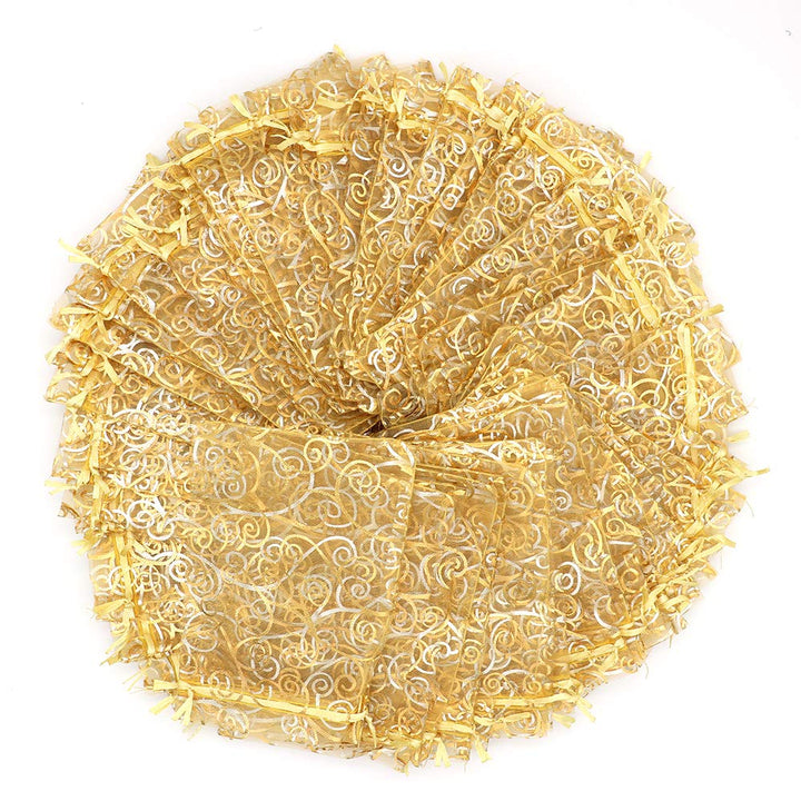 Organza Gift Bags 100Pcs Gold Sheer Organza Bag 4x6 Inc