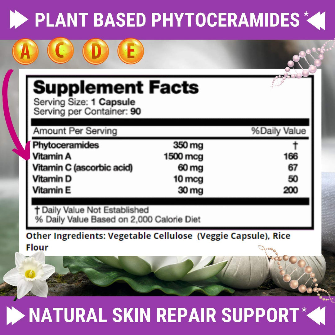 Phytoceramides - 3 Month Supply - Plus Skin Vitamins A,C,D &amp; E for Skin Repair &amp; Rejuvenation - Anti Aging Powerhouse for Reduced Fine Lines &amp; Wrinkles by Fresh Healthcare