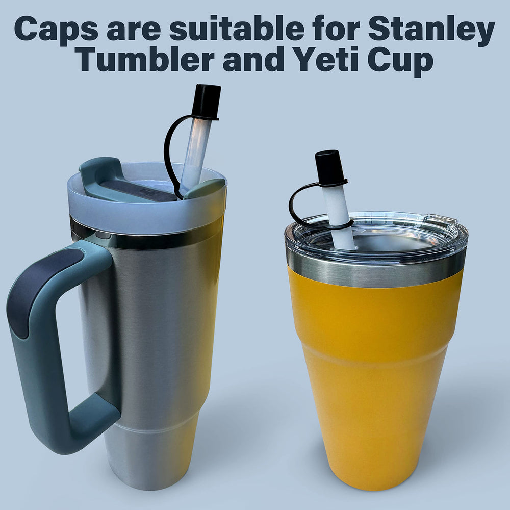 10- Black Caps Drinking Straw CAPS for 3/8 Diameter Str