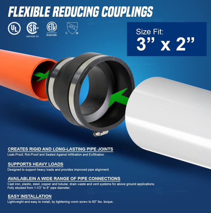 6I5Ix4 Reducing coupling, 6 x 4, Black