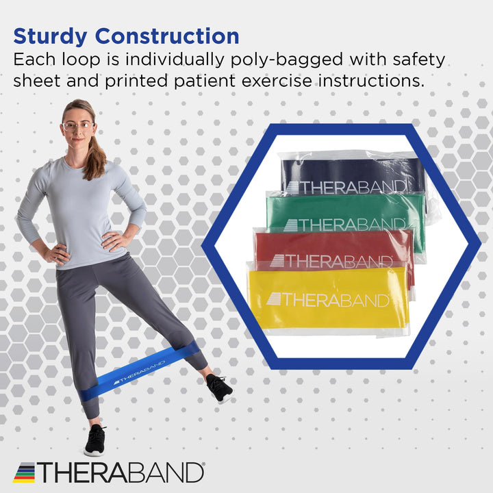THERABAND Resistance Band Loop Set, Pack of 4, 12 Inch Band Loop Kit for Legs &amp; Butt Workouts, Beginner to Advanced Levels for Exercise, Rehab, Physical Therapy, Stretching, &amp; Strength Training