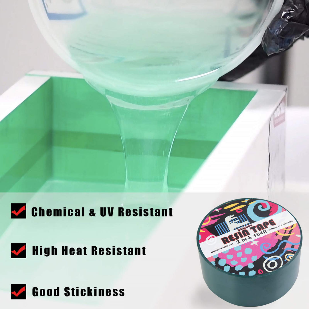Resin Tape for Epoxy Resin Molding, Silicone Adhesive Tape, 2 inch Wide 164 Feet Long Traceless Craft Tape for Making River Tables Hollow Frame Bezels Epoxy Resin Craft Pendant