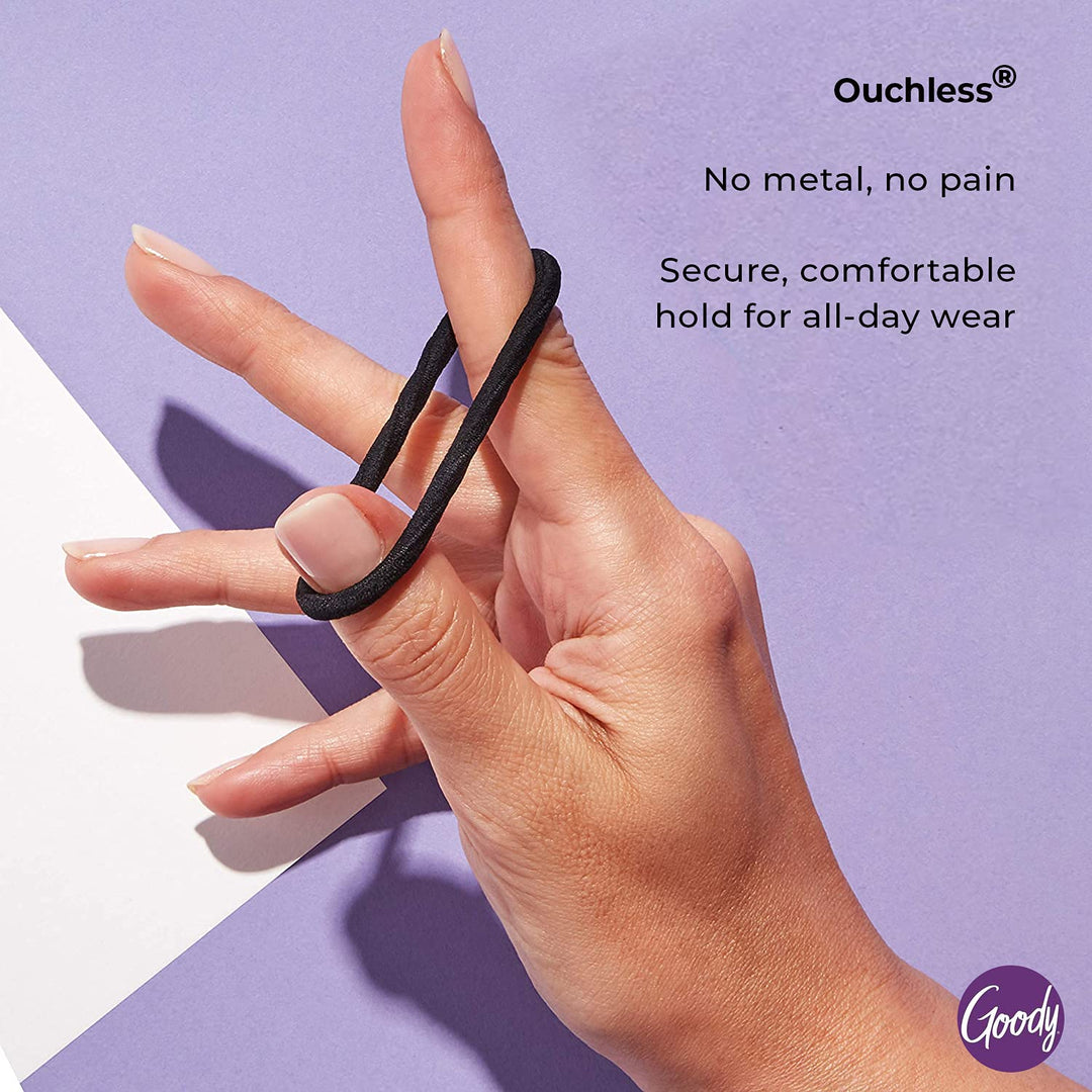 Goody Ouchless Women&#39;s Elastic Hair Ties - 27 Count, Black - 4MM for Medium Hair - Long-Lasting Braids, Ponytails, and More - Pain-Free Hair Accessories (Packaging May Vary)