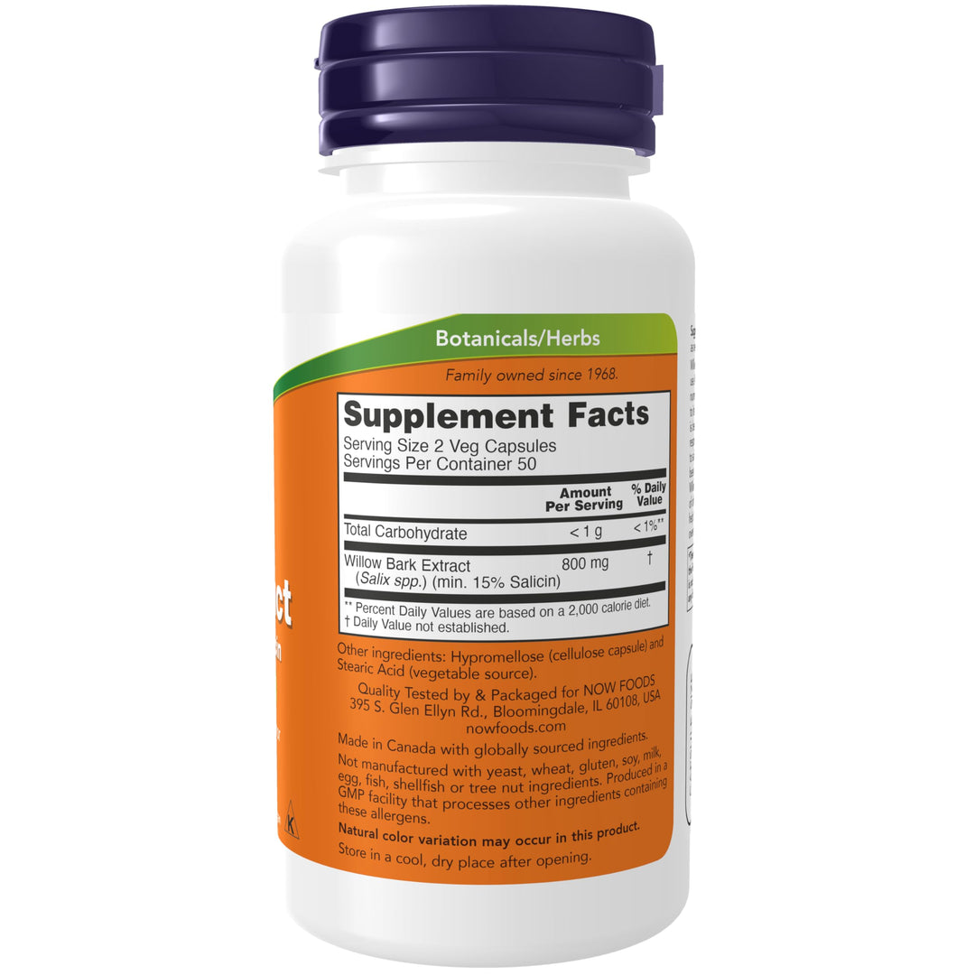 NOW Foods Supplements, White Willow Bark 400 mg with 15
