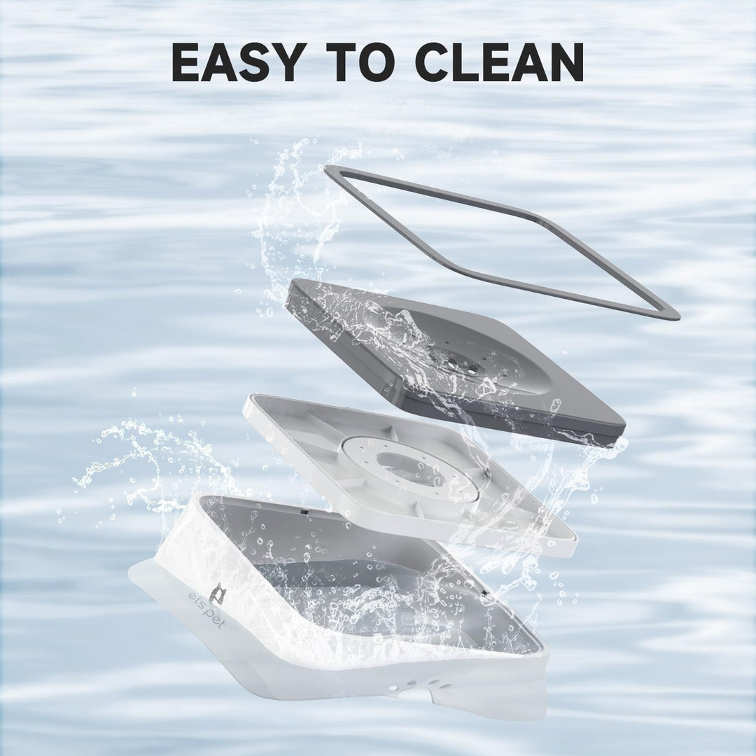 No Spill Slow Water Feeder - Large Capacity 70oz/2L Travel Bowl for Dogs &amp; Cats (Grey)