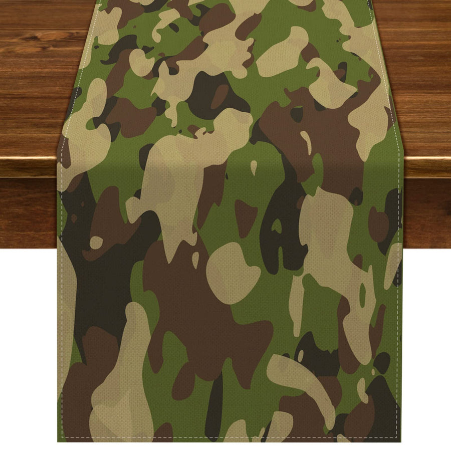 Nepnuser Linen Camo Table Runner Army Military Camoufla