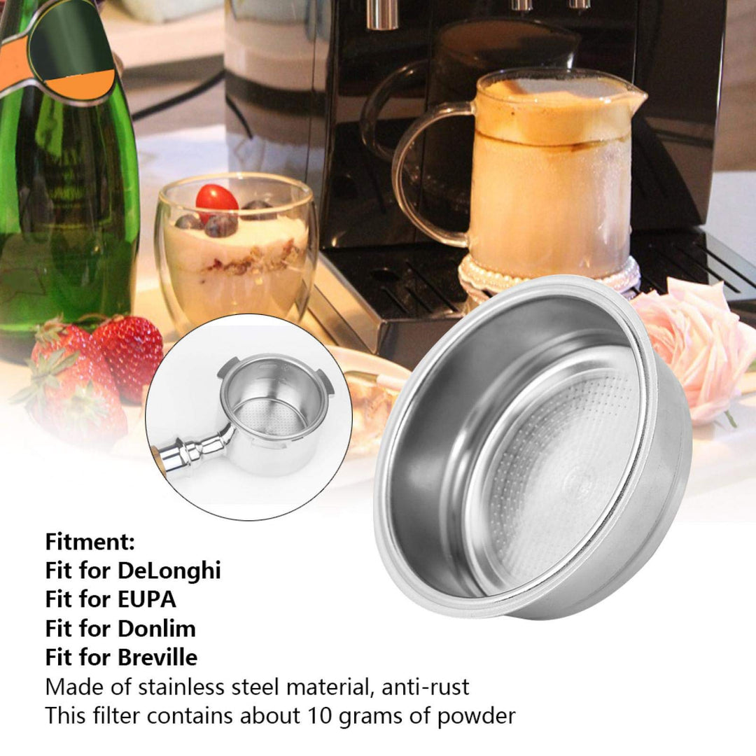 Coffee Filter Basket Stainless Steel Strainer, Cup 51mm Single Layer Non Pressurized Filter Basket Strainer Fit for DeLonghi