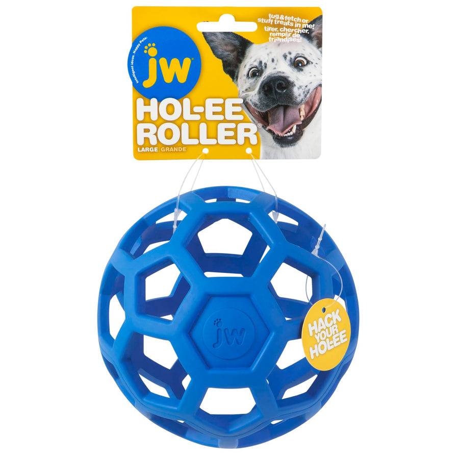 Hol-ee Roller Dog Toy Puzzle Ball, Natural Rubber, Large (5.5 Inch Diameter), Colors May Vary