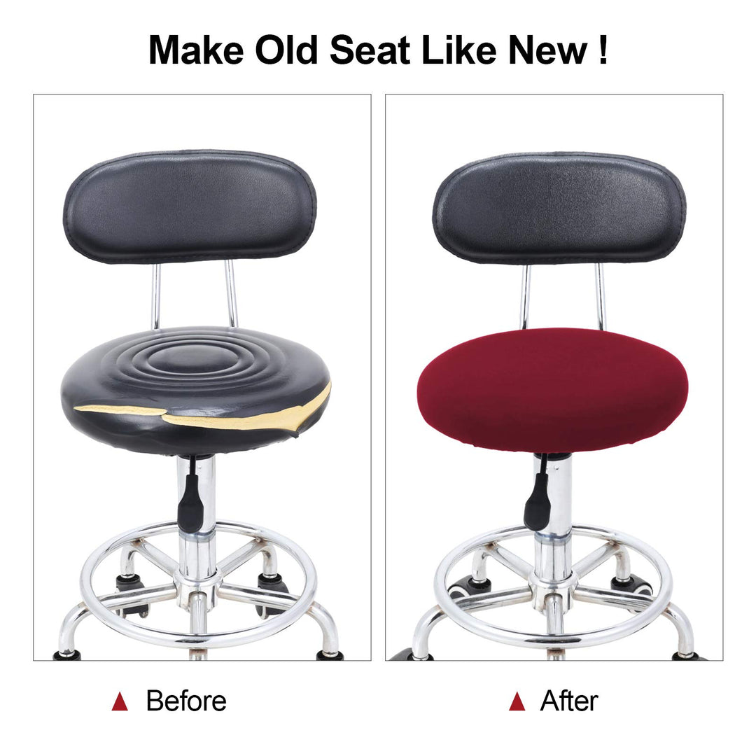 Round Bar Stool Covers Elastic Bar Chair Covers Washable Stool Cushion Slipcover for Home Bar Hotel Use, 12-14 Inch (Wine Red,4 Pieces)