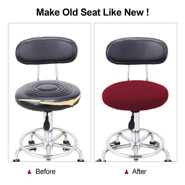 Round Bar Stool Covers Elastic Bar Chair Covers Washable Stool Cushion Slipcover for Home Bar Hotel Use, 12-14 Inch (Wine Red,4 Pieces)