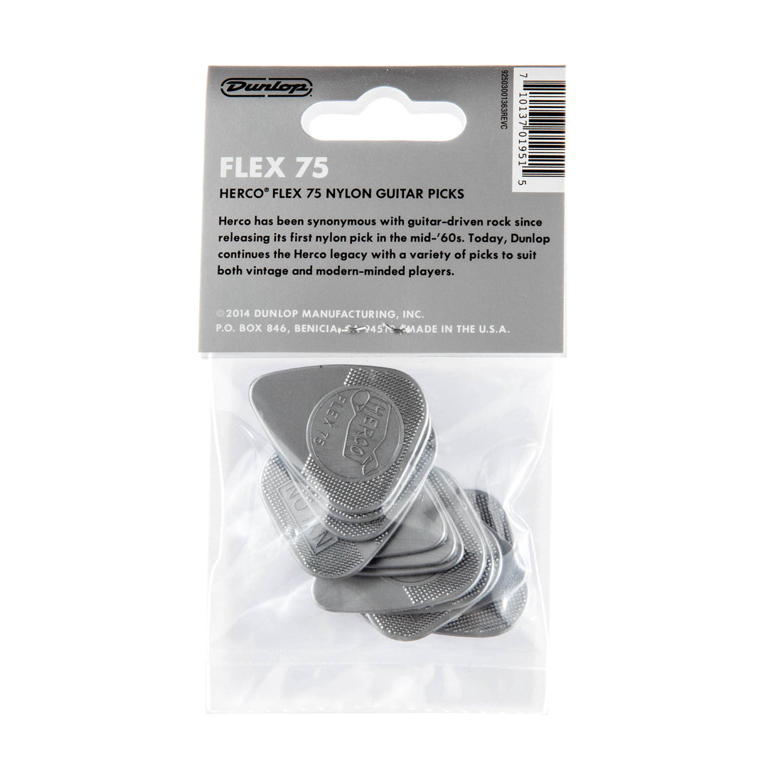 Herco® HE211P Flex 75 Nylon Flat Picks, Silver, Heavy, 12/Player&#39;s Pack