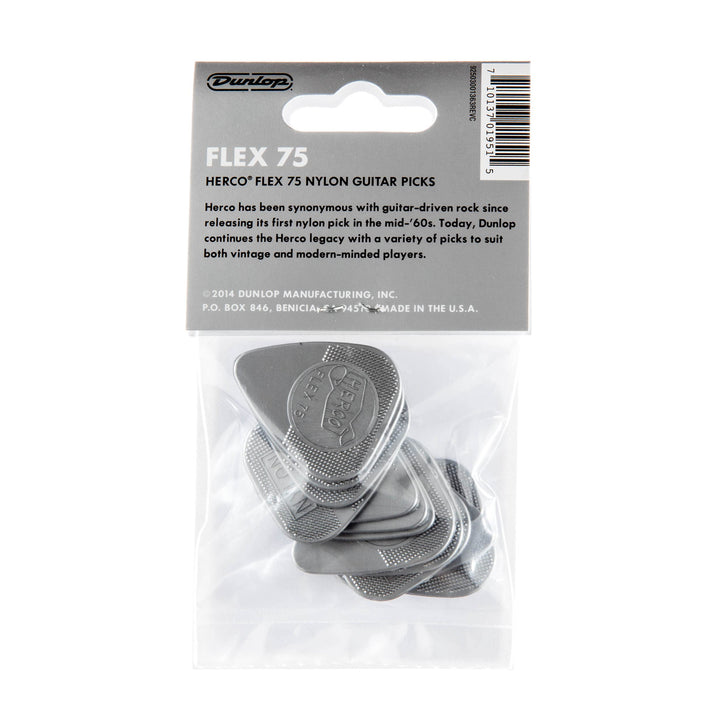 Herco® HE211P Flex 75 Nylon Flat Picks, Silver, Heavy, 12/Player&#39;s Pack
