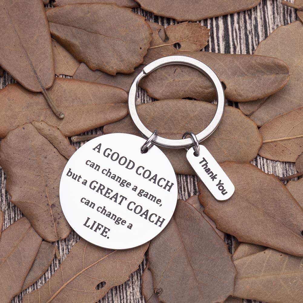 Coach Keychain Gifts for Coaches Men Women Basketball Cheerleading Thank You Appreciation Retirement Gifts Key Chain Gymnastics Swim Volleyball a Great Coach Can Change a Life Key Tag Pendant Gifts
