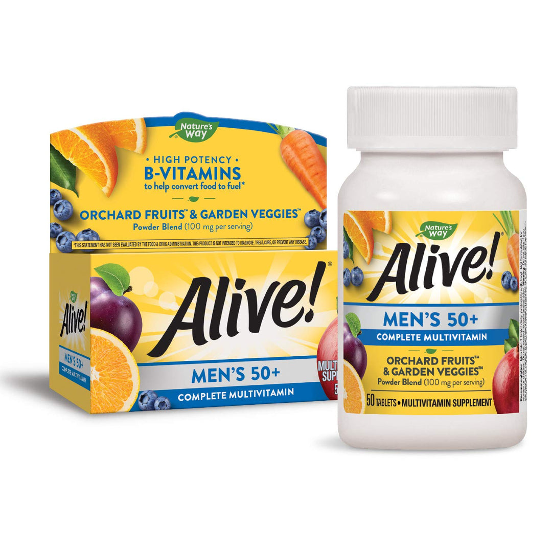 Nature’s Way Alive! Men’s 50+ Complete Multivitamin, High Potency B-Vitamins, 50 Tablets