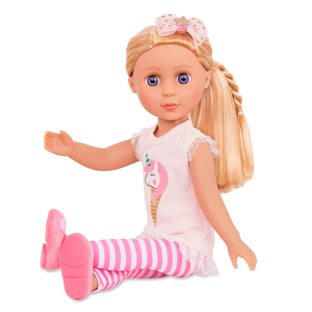 Lacy 14 Inch Doll Wearing Pink Tunic, Striped Leggings, Hair Bow And Ballet Shoes - Dolls For 3+ Year Old Girls