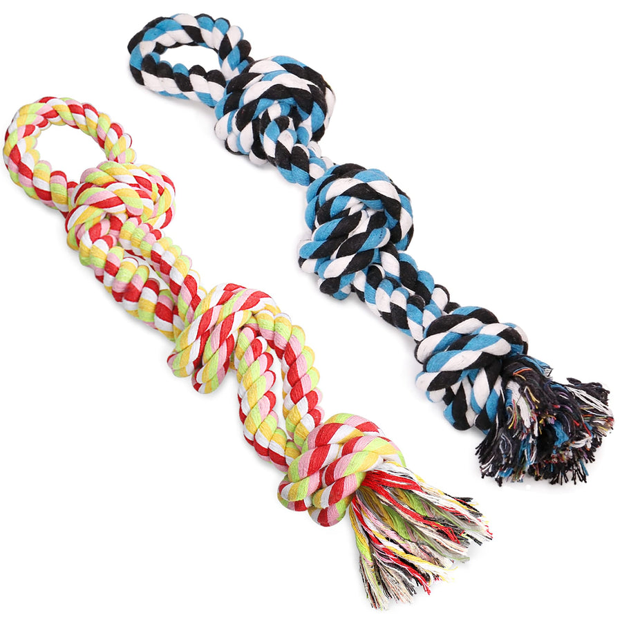 Dog Rope Toys Dog Grinding Teeth 2 Nearly Indestructible Dog Toys, Rope Toy for Large Dogs, Dental Cleaning Chew Toys, Dog Tug Toy for Boredom, Dog Rope Toy for Aggressive Chewers (2 Packs)