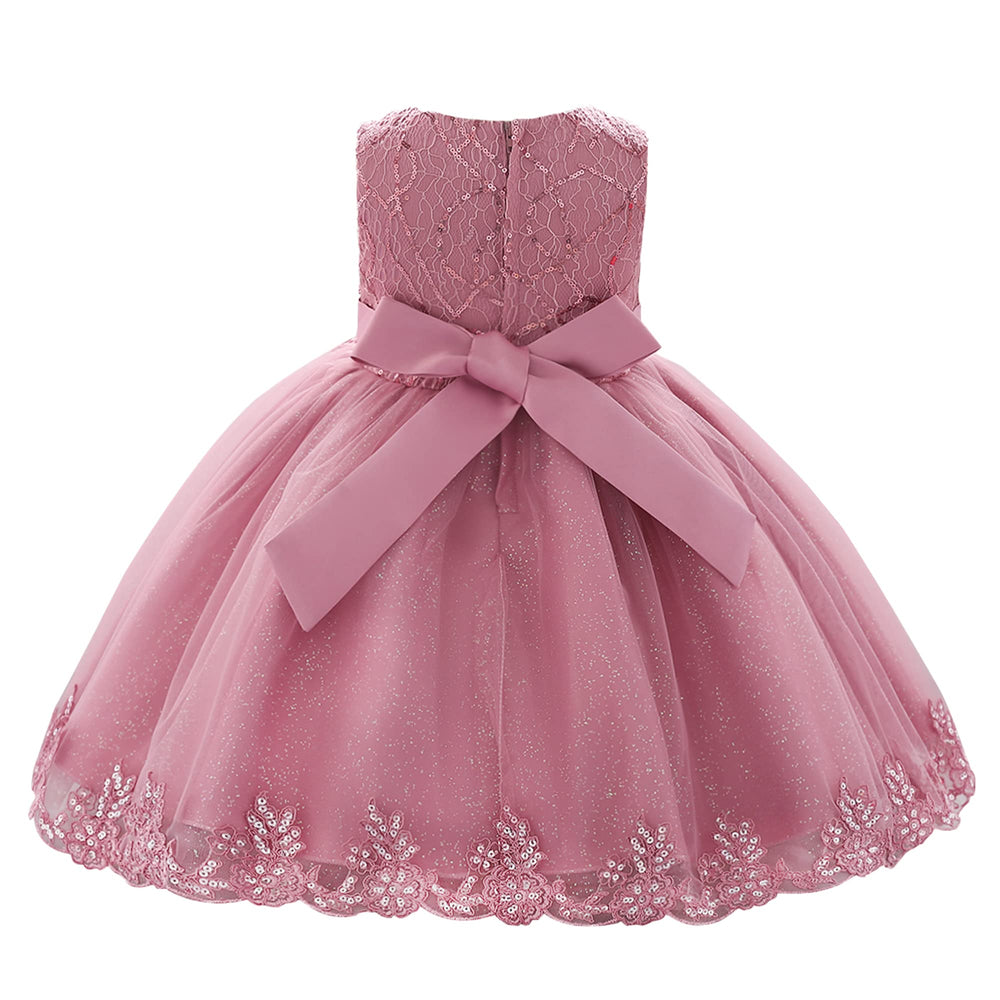 Baby Toddler Lace Dress Girls First Baptism Elegant Emb
