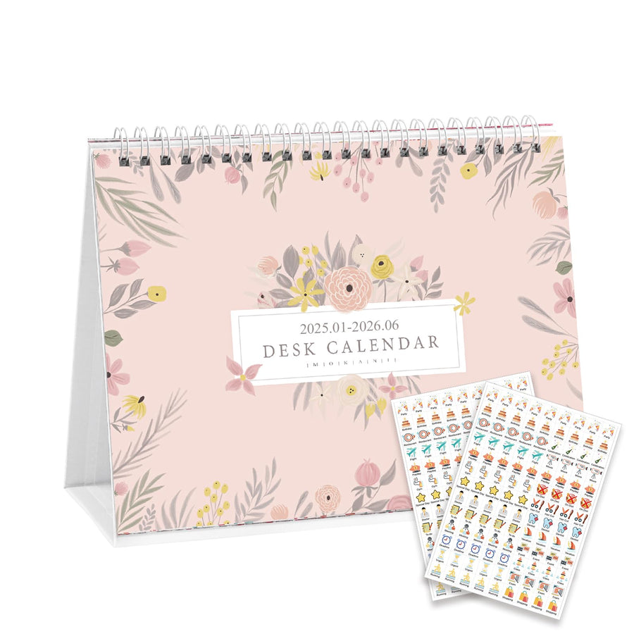 Small Desk Calendar 2025-2026, Mokani Standing Desktop Calendar 2025(January 2025-June 2026), Academic Year Flip Desk Calendars with 234 Stickers and US Holidays Marked (8x6)